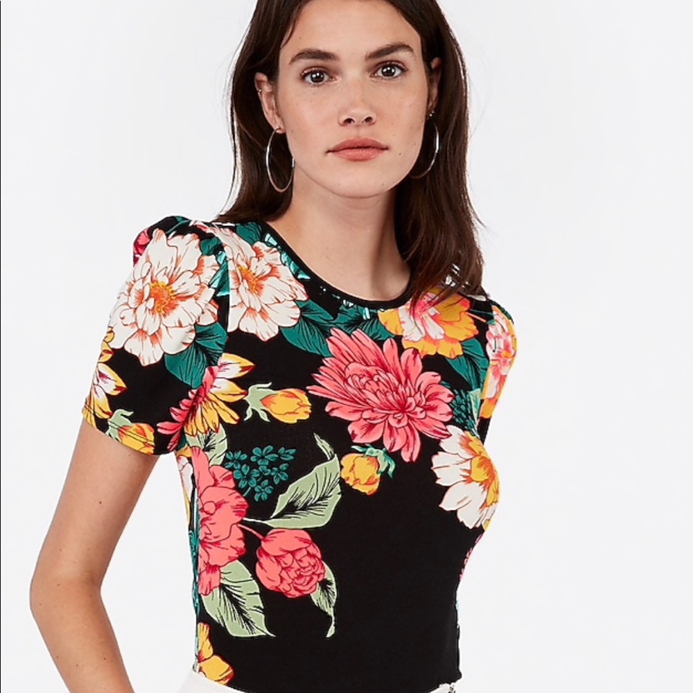 Brand new puff sleeve top- spandex/polyester